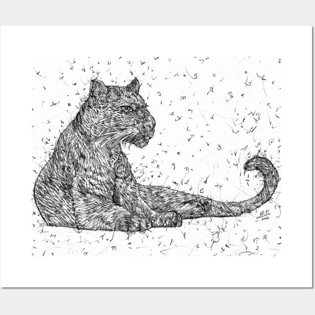 PANTHER pencil portrait .1 Wall Art by lautir